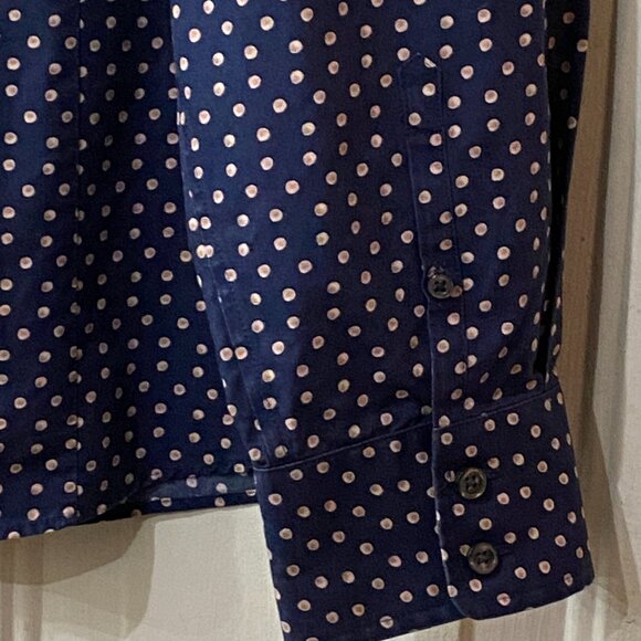 NEW Lands'End Supima No-Iron Sz 18 Blouse Shirt Long Sleeve Navy Polka Dot - Picture 7 of 12